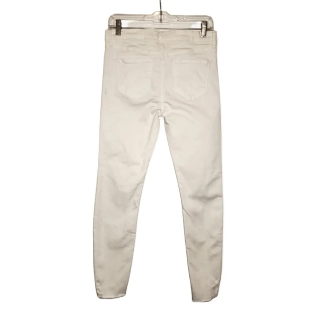 Free People Off White High Rise Raw Hem Jeans